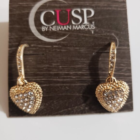 💖 CUSP by Neiman Marcus Gold-Tone Heart Crystal Drop Earrings - Women's Jewelry - Picture 5 of 11